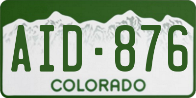 CO license plate AID876