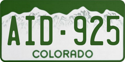 CO license plate AID925