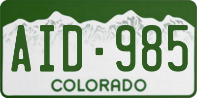 CO license plate AID985