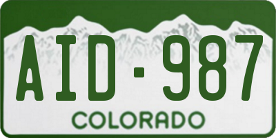 CO license plate AID987
