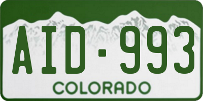 CO license plate AID993