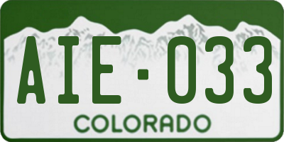 CO license plate AIE033