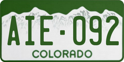 CO license plate AIE092