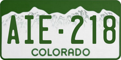 CO license plate AIE218