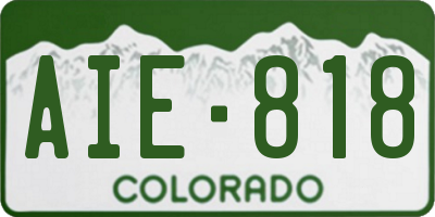 CO license plate AIE818