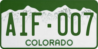 CO license plate AIF007