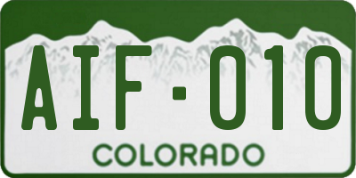 CO license plate AIF010
