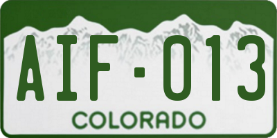 CO license plate AIF013