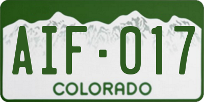 CO license plate AIF017
