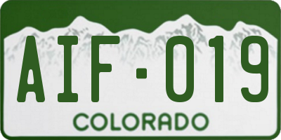 CO license plate AIF019