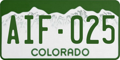 CO license plate AIF025