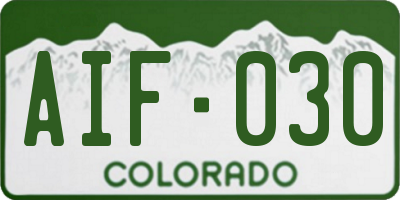 CO license plate AIF030