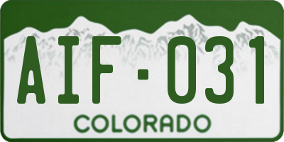 CO license plate AIF031