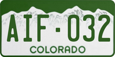 CO license plate AIF032