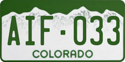 CO license plate AIF033