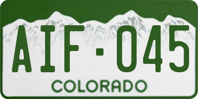 CO license plate AIF045