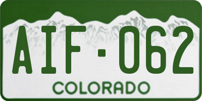CO license plate AIF062