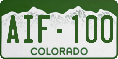CO license plate AIF100