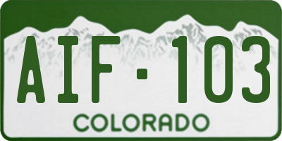 CO license plate AIF103
