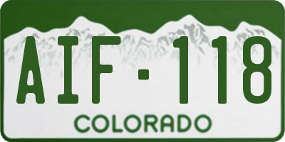 CO license plate AIF118