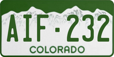 CO license plate AIF232