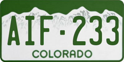 CO license plate AIF233