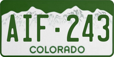 CO license plate AIF243