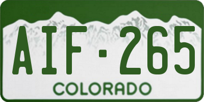 CO license plate AIF265