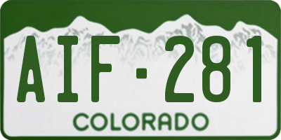 CO license plate AIF281