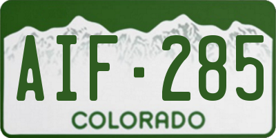 CO license plate AIF285