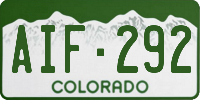 CO license plate AIF292
