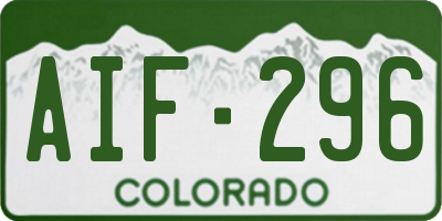 CO license plate AIF296