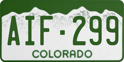 CO license plate AIF299