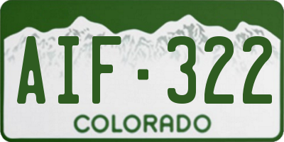 CO license plate AIF322
