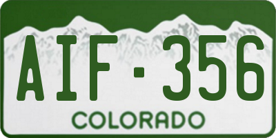 CO license plate AIF356