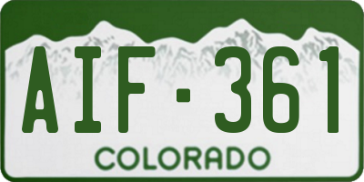 CO license plate AIF361