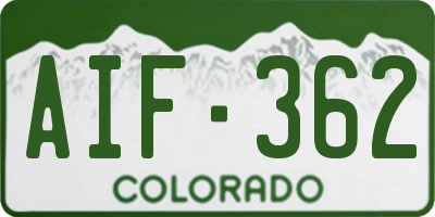 CO license plate AIF362