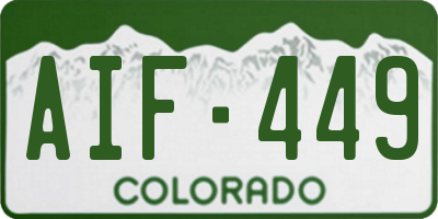 CO license plate AIF449