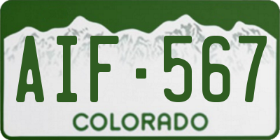 CO license plate AIF567