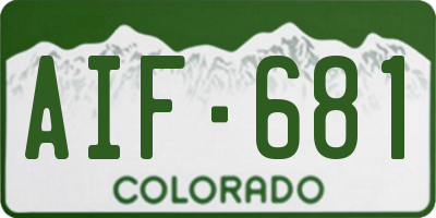 CO license plate AIF681