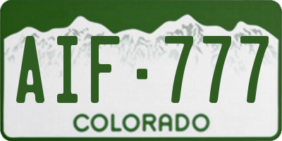 CO license plate AIF777