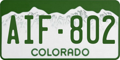 CO license plate AIF802