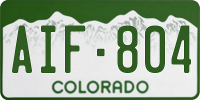 CO license plate AIF804