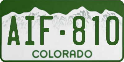 CO license plate AIF810