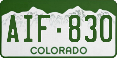 CO license plate AIF830