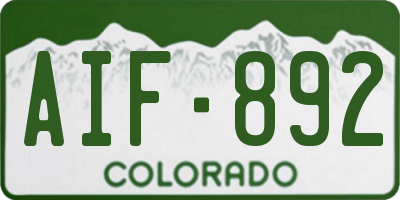 CO license plate AIF892