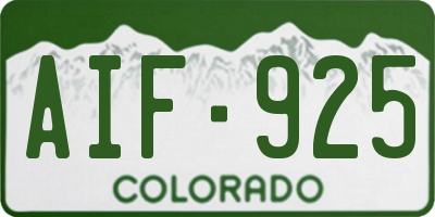 CO license plate AIF925