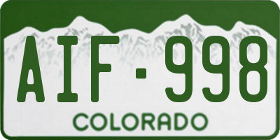 CO license plate AIF998