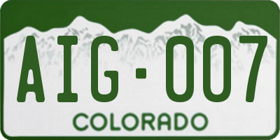 CO license plate AIG007