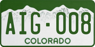CO license plate AIG008